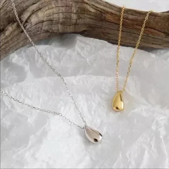 925 STERLING SILVER WATERDROP NECKLACE, NICE NECKLACE, CUTE NECKLACE - Picture 3 of 3